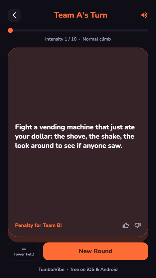 Party deck card: fight a vending machine that just ate your dollar